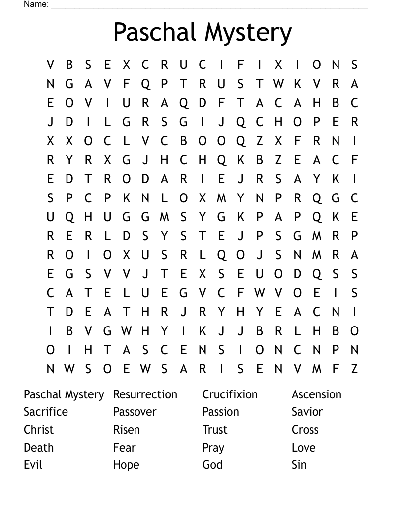 Paschal Mystery Word Search