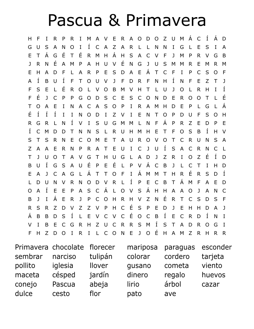 Pascua & Primavera Word Search