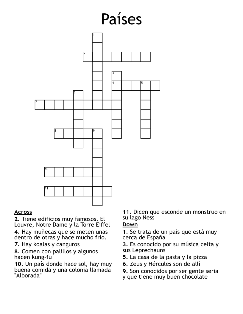 Países Crossword