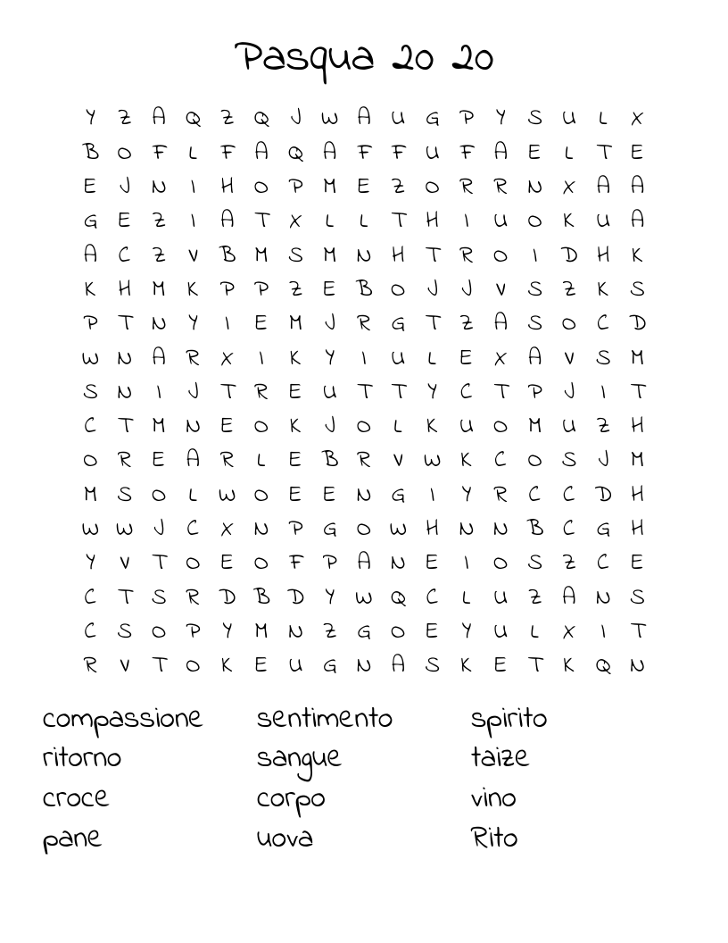 Pasqua 20 20 Word Search
