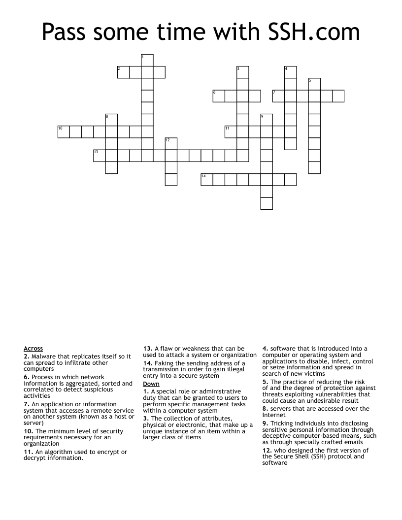 Pass some time with SSH.com Crossword