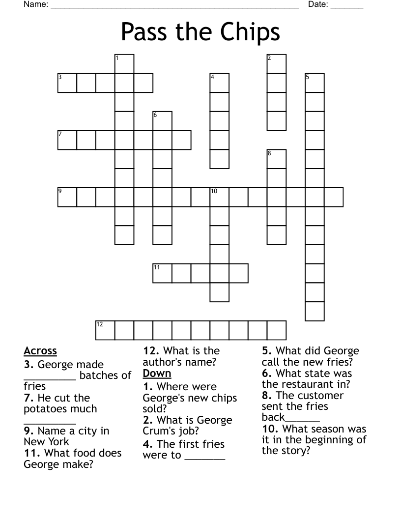 Pass the Chips Crossword