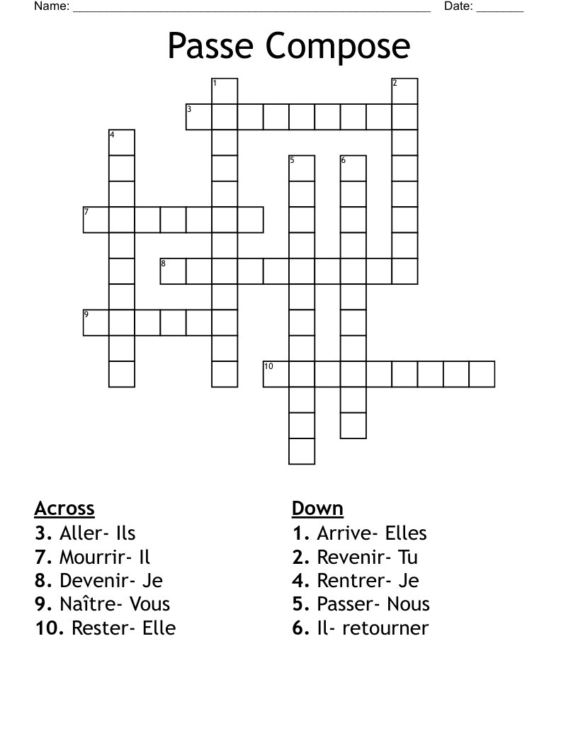 Passe Compose Crossword