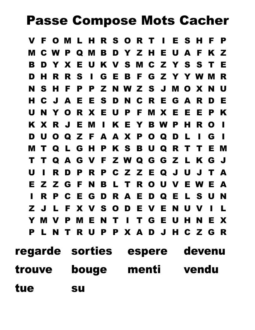 Passe Compose Mots Cacher Word Search