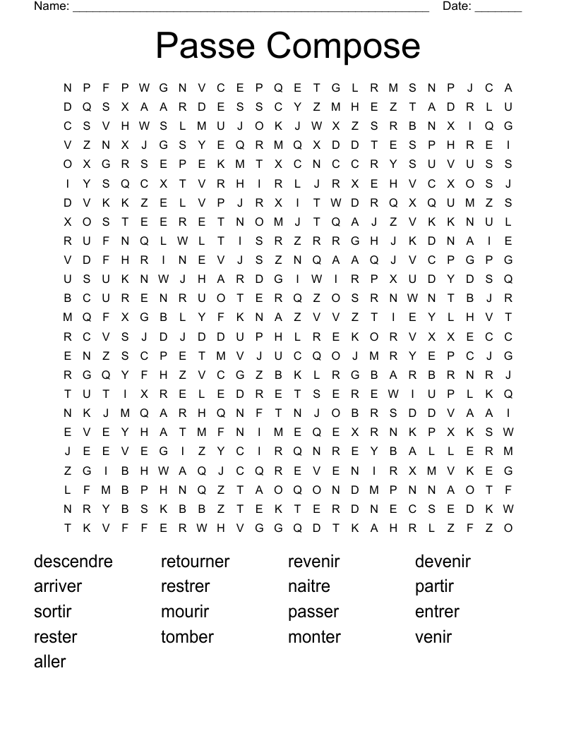 Passe Compose  Word Search