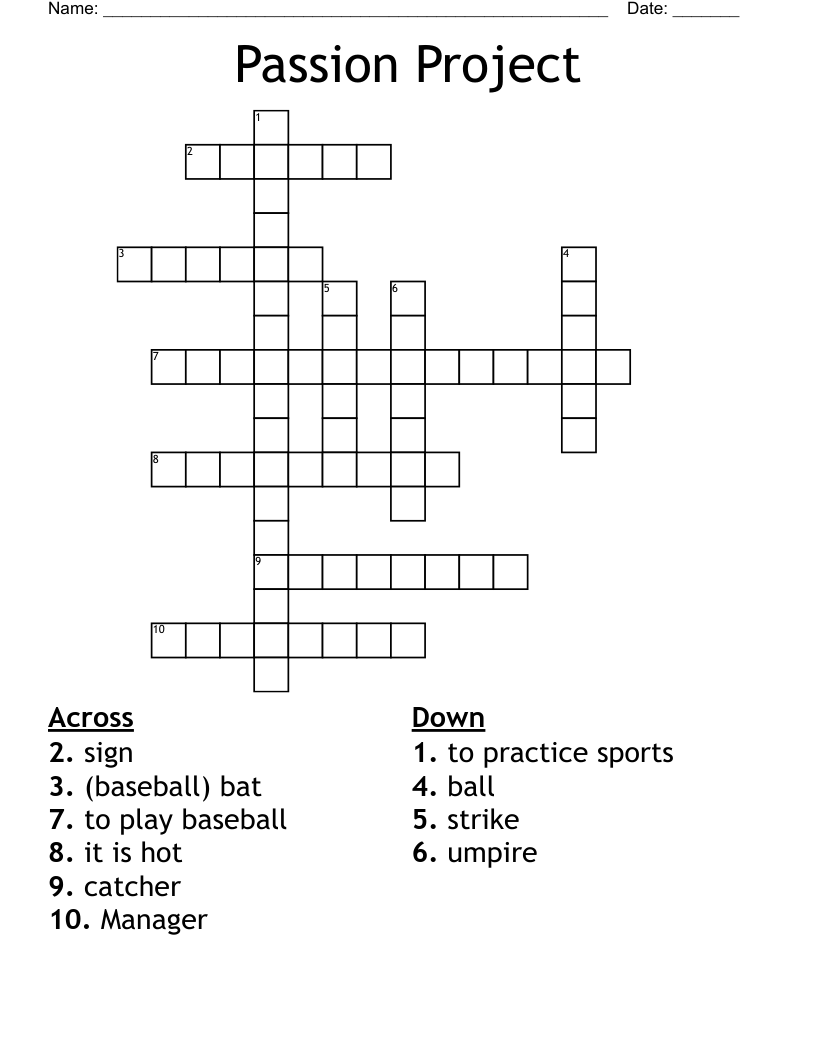 Passion Project Crossword