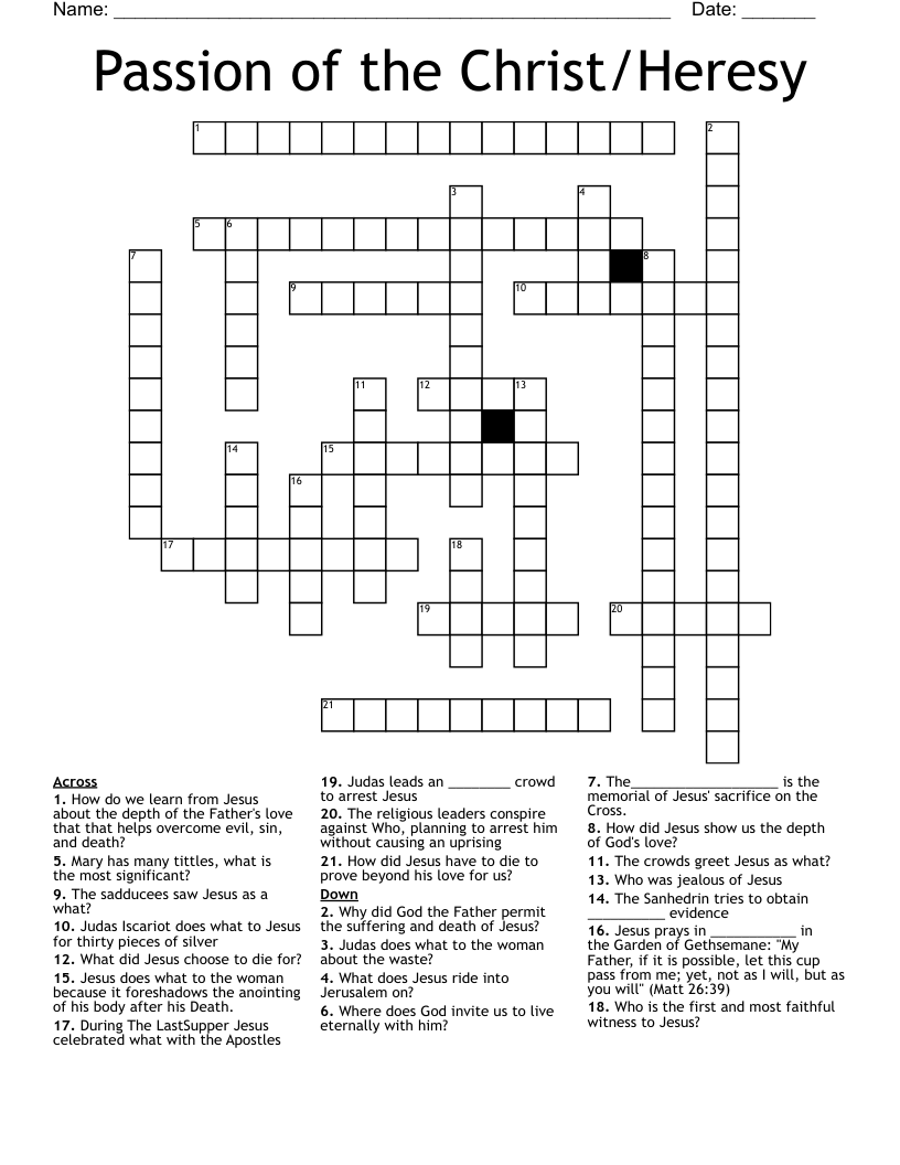 Passion of the Christ/Heresy Crossword