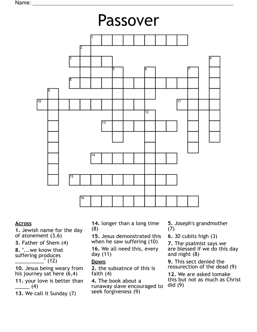 Passover Crossword