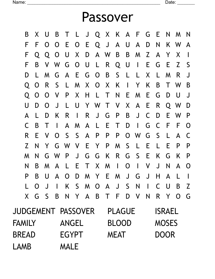 Passover Word Search