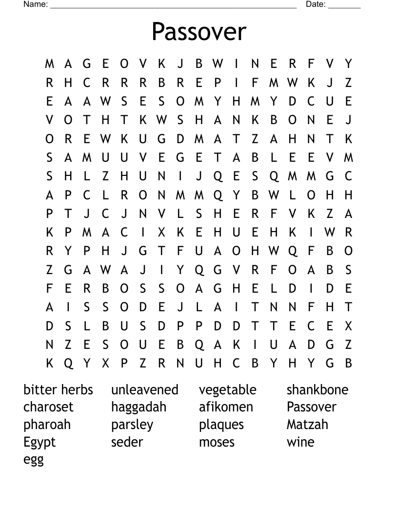 Passover Word Search