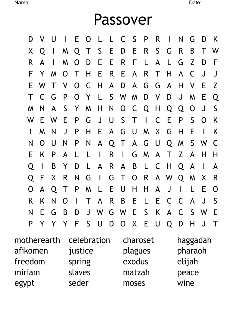 Passover Word Search