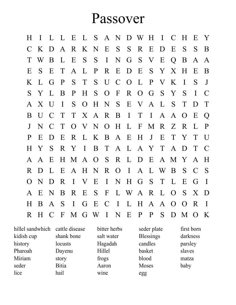 Passover Word Search