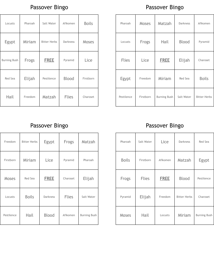 Passover Bingo