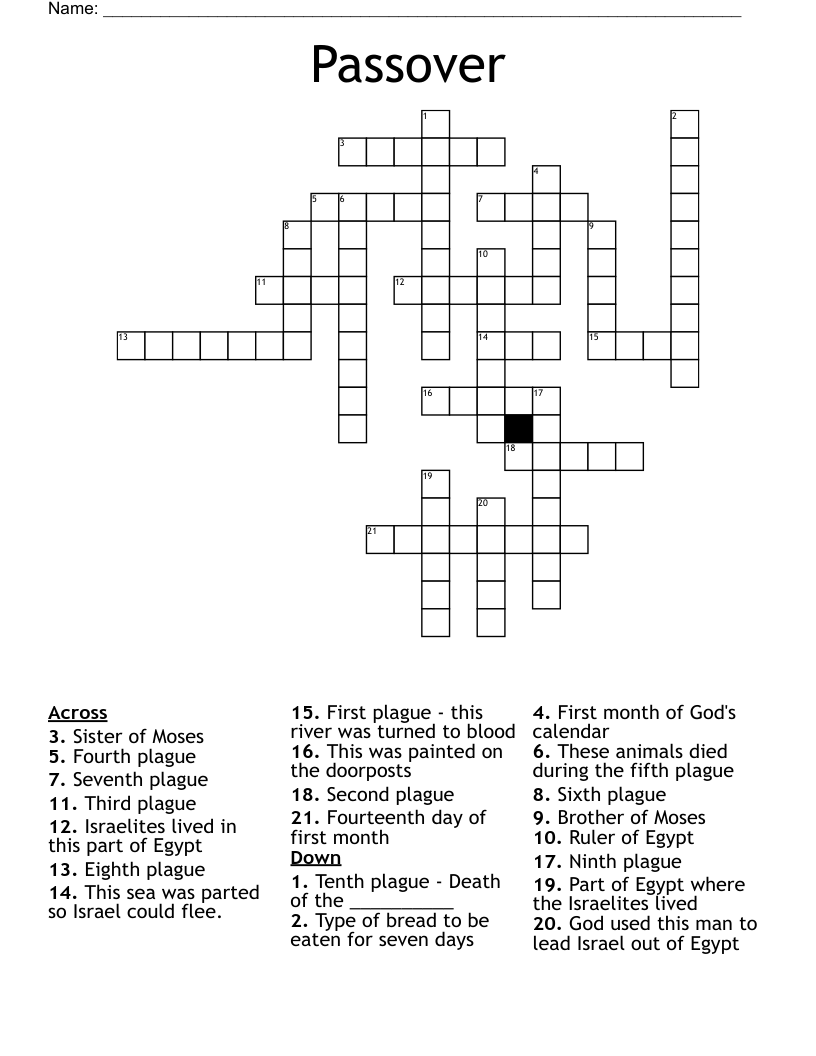 Passover  Crossword