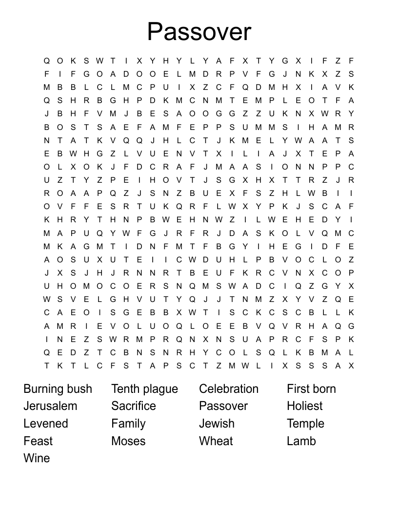 Passover  Word Search