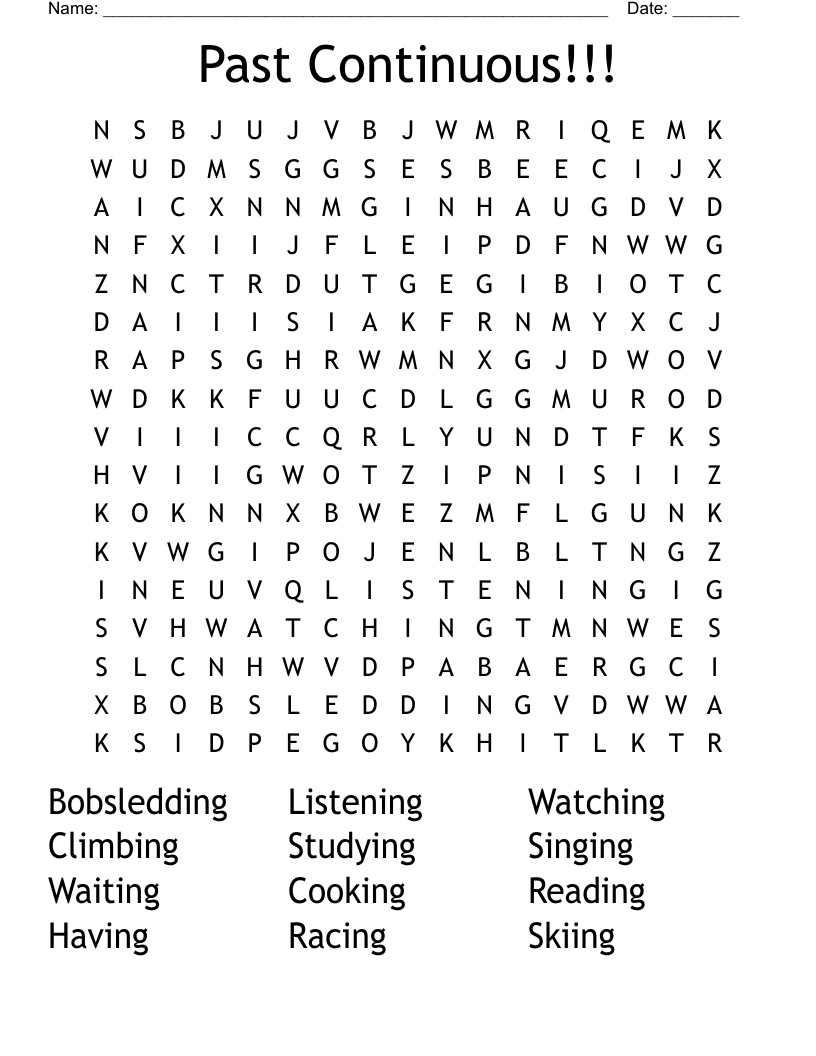 Past Continuous!!! Word Search