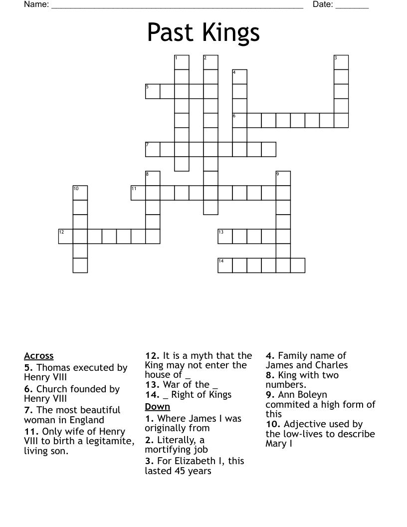 Past Kings Crossword