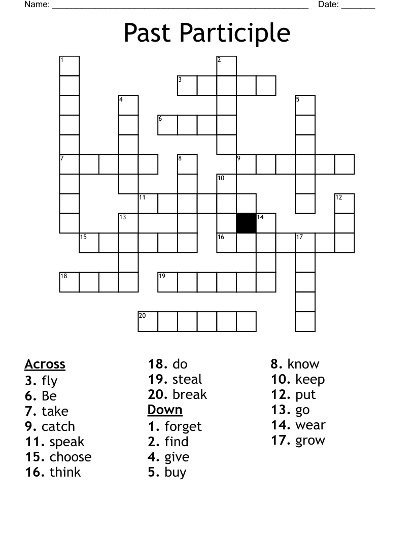 Past Participle Crossword