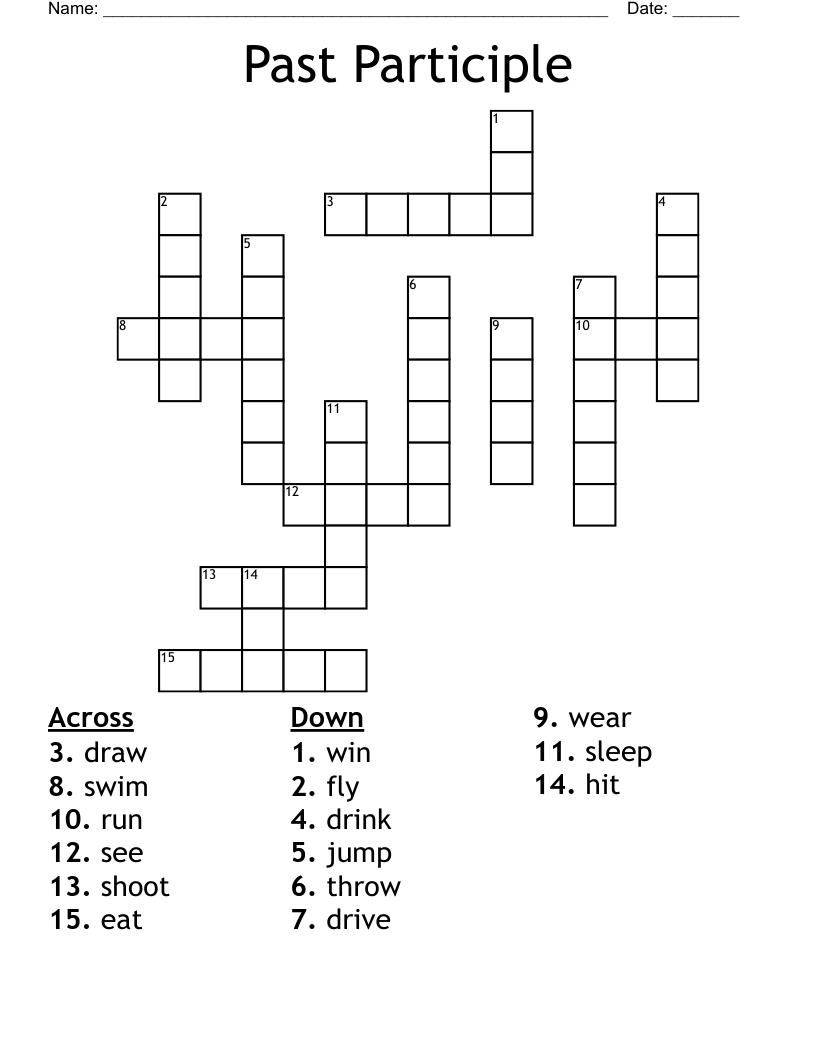 Past Participle Crossword