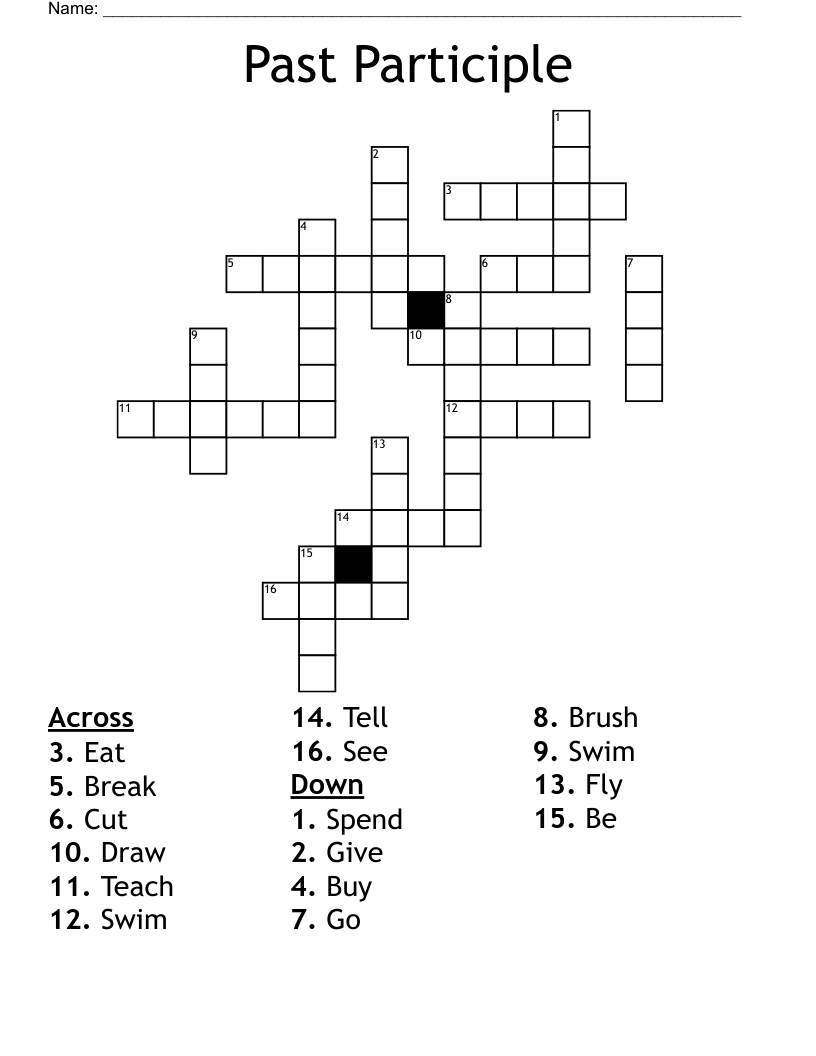 Past Participle Crossword