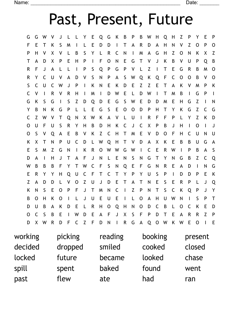 Past, Present, Future Word Search