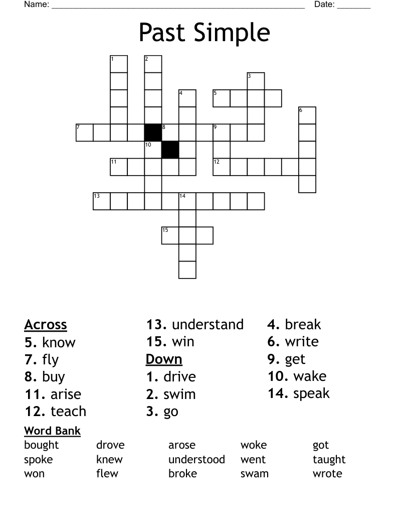 Past Simple Crossword