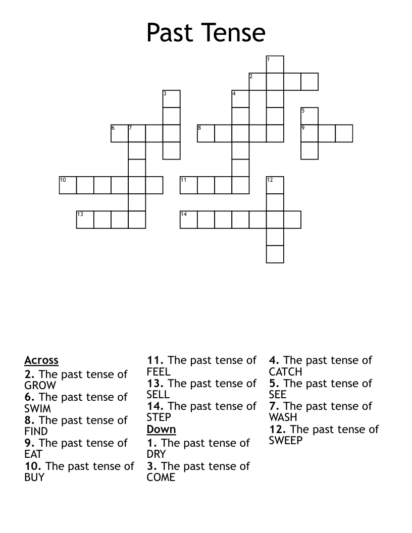 Past Tense Crossword