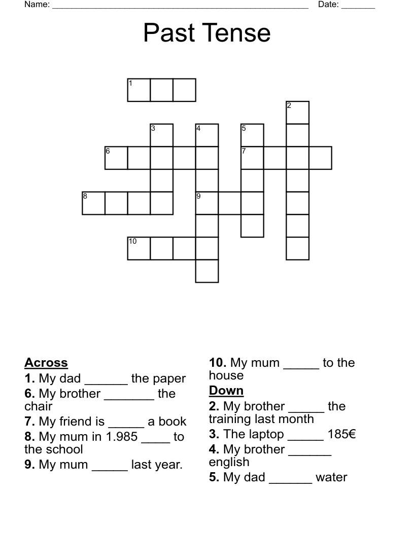 Past Tense Crossword