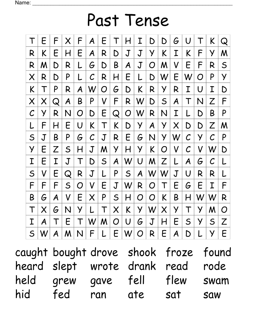 Past Tense Word Search