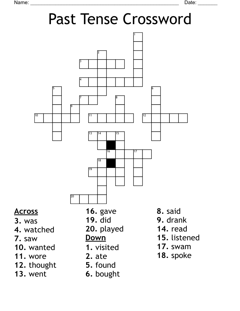 Past Tense Crossword