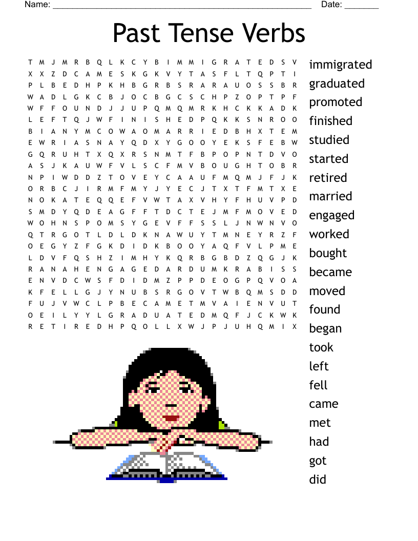 Past Tense Verbs Word Search