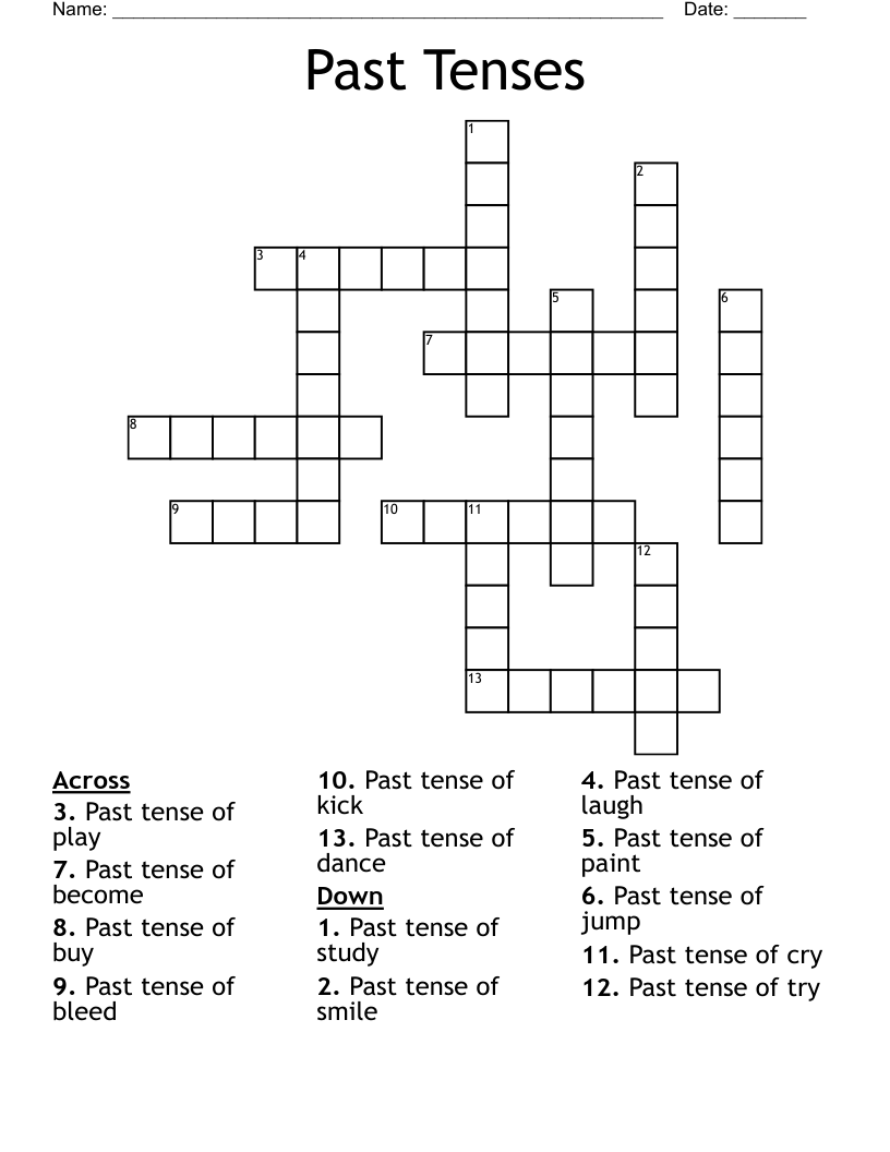 Past Tenses  Crossword