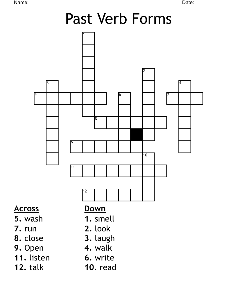 Past Verb Forms Crossword
