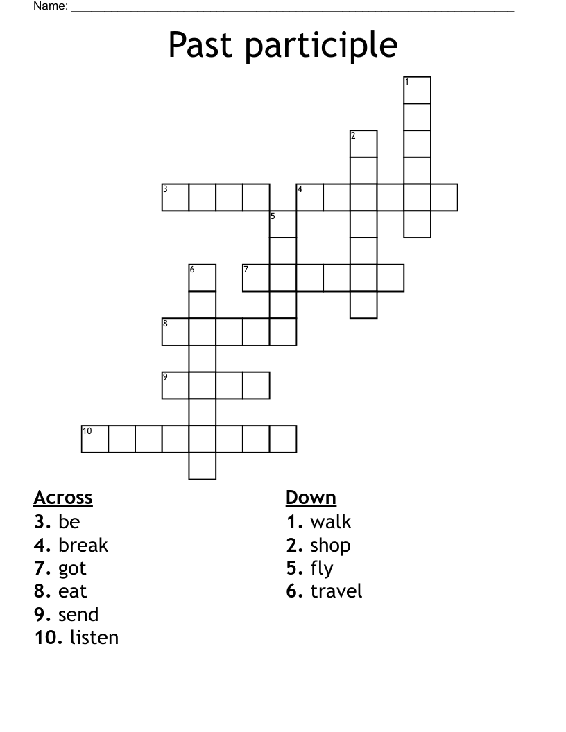 Past participle Crossword