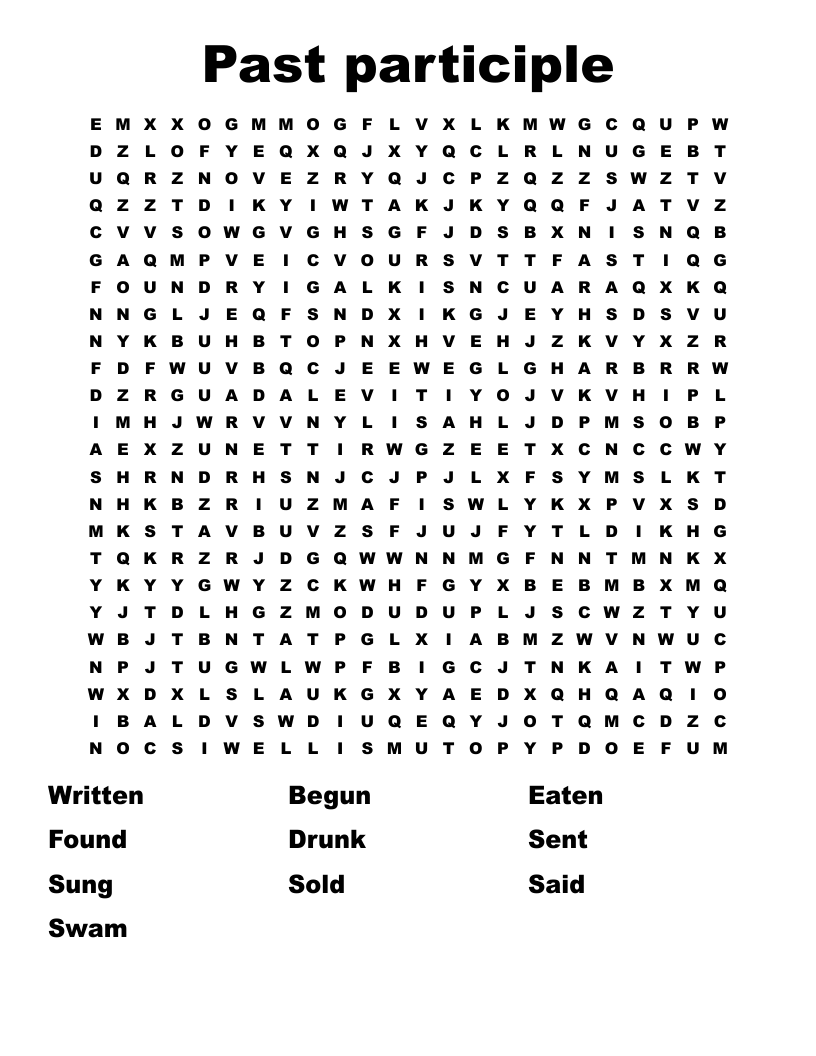 Past participle Word Search