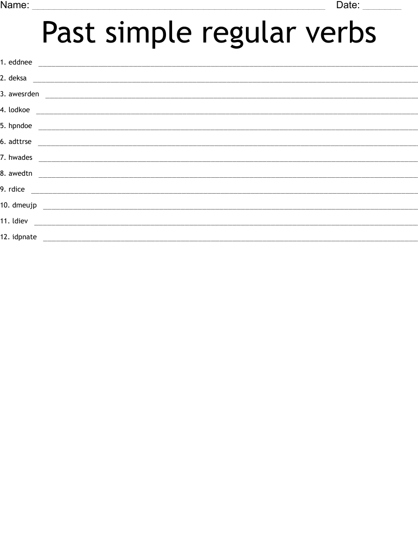 Past simple regular verbs Word Scramble