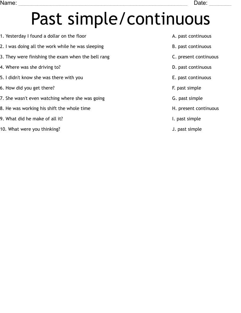Past simple/continuous Worksheet