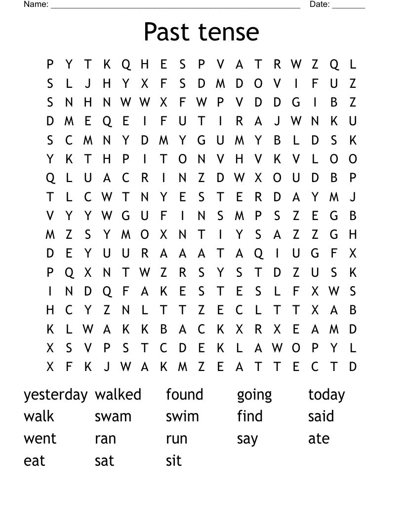 Past tense Word Search