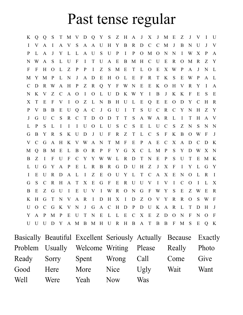 Past tense regular Word Search