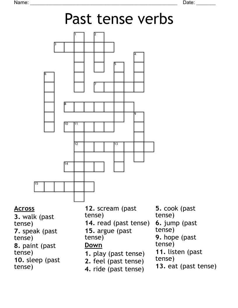 Past tense verbs  Crossword
