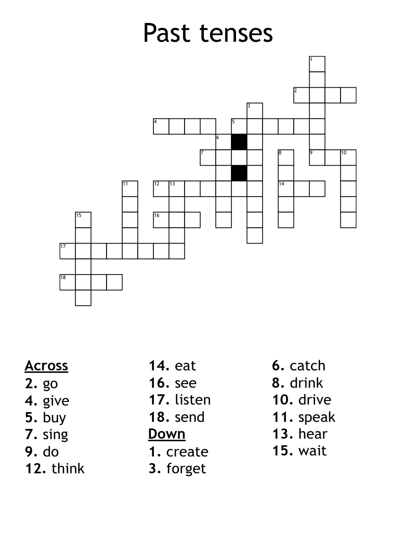 Past tenses Crossword