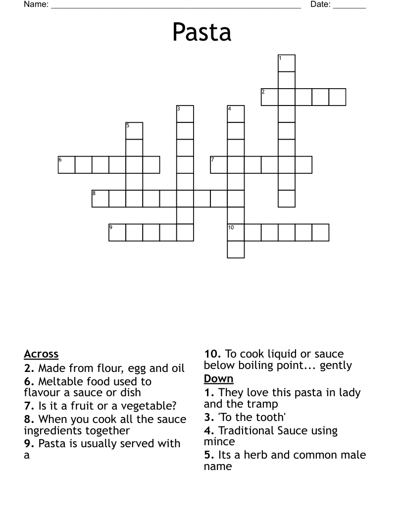Pasta Crossword