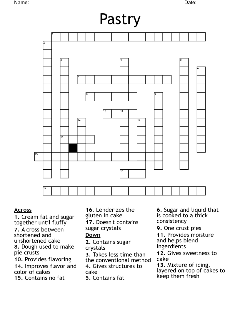 Pastry Crossword