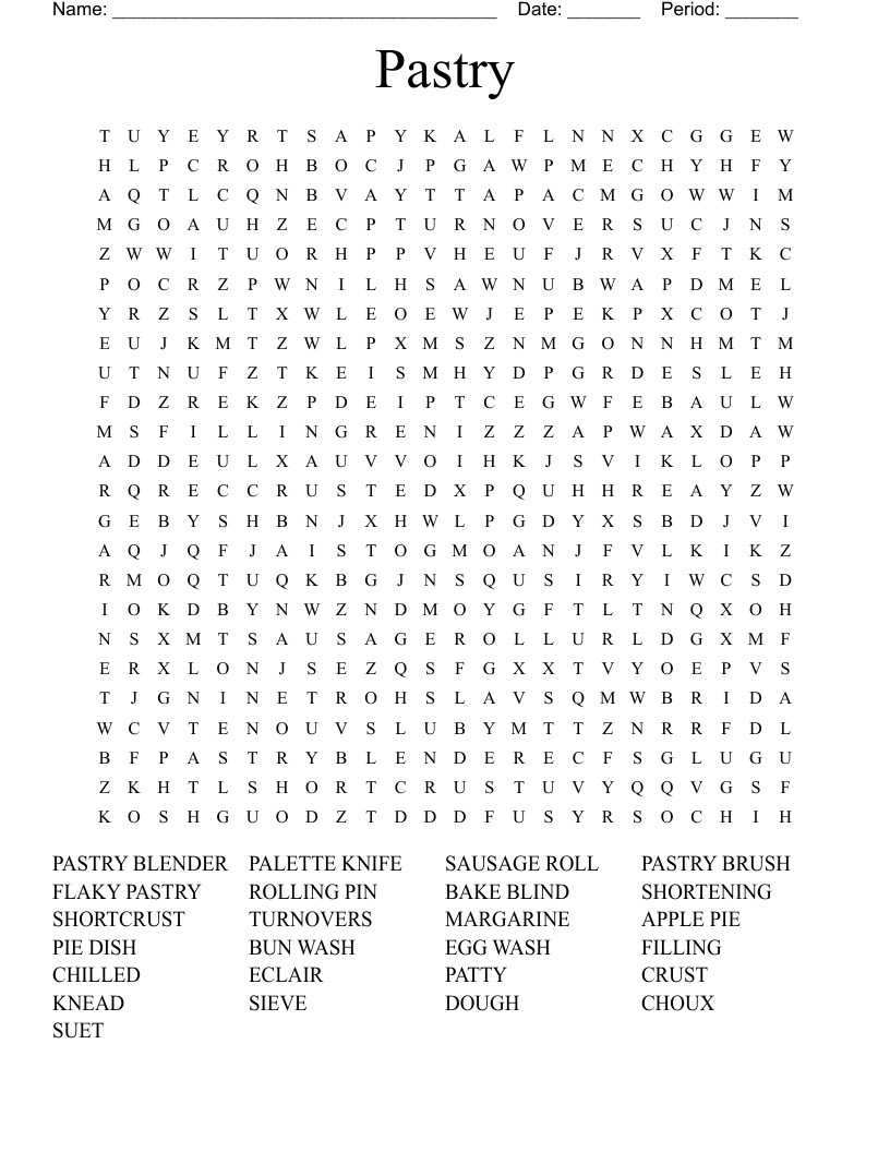 Pastry Word Search