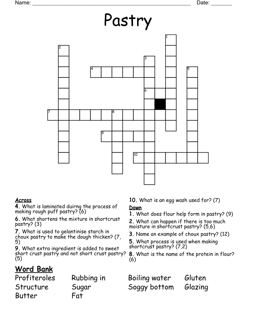 Pastry Crossword
