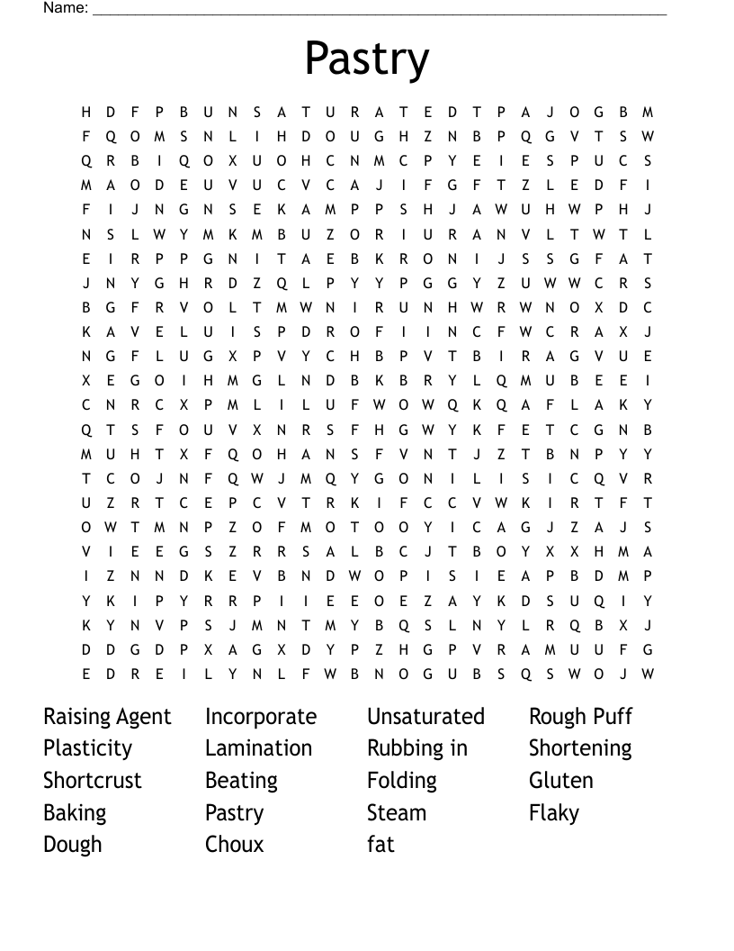 Pastry Word Search
