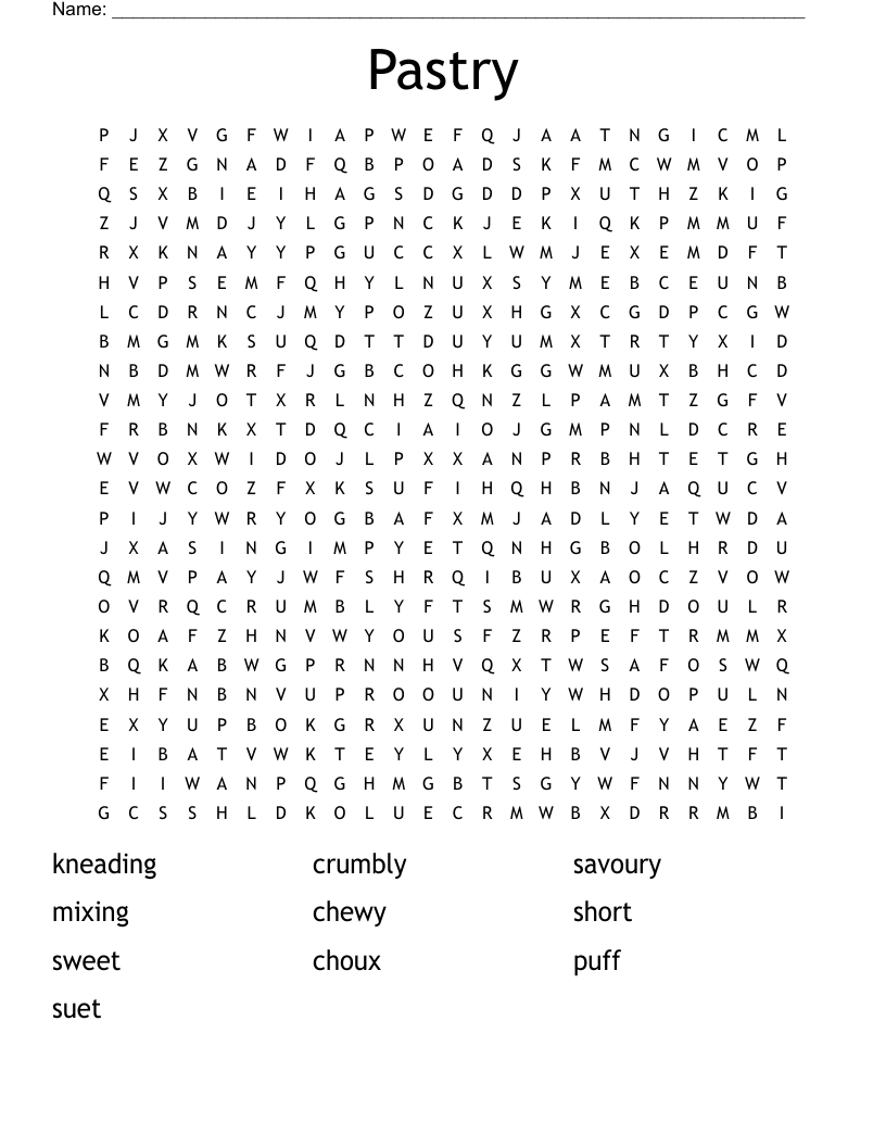 Pastry Word Search