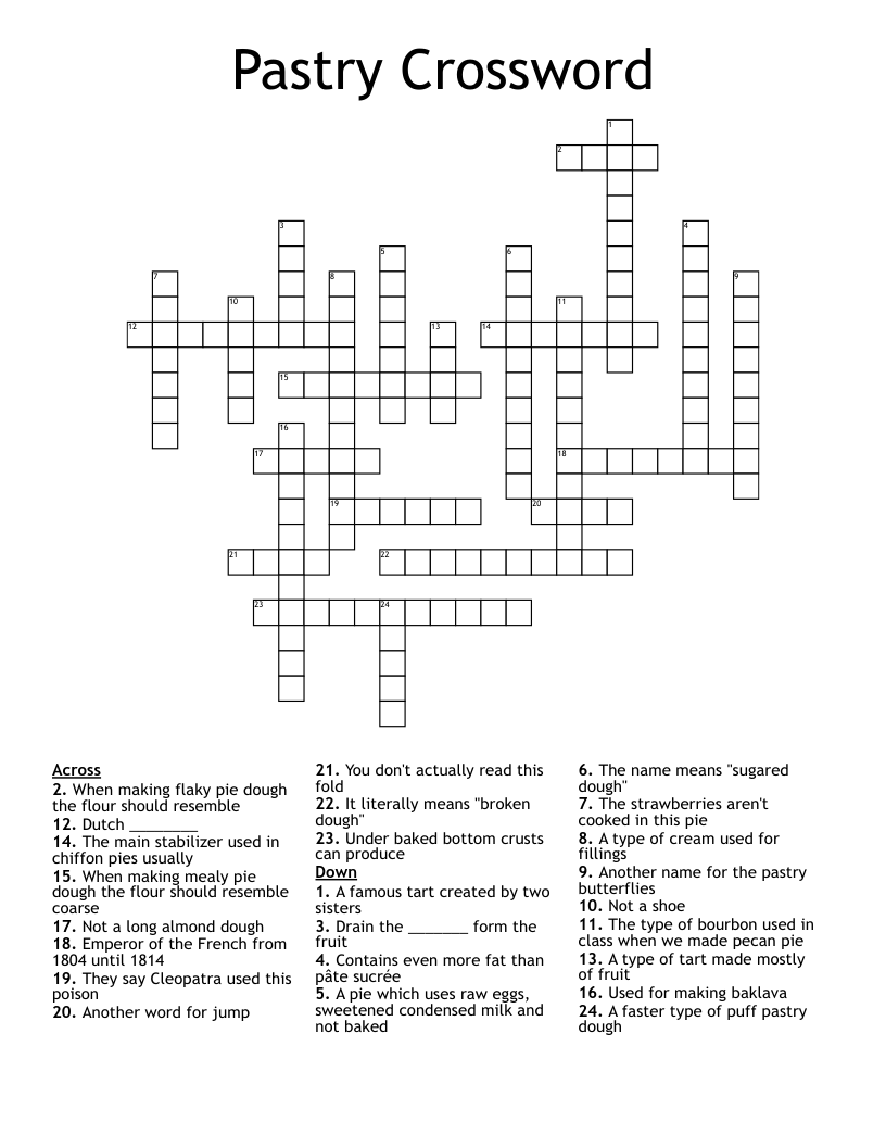 Pastry Crossword