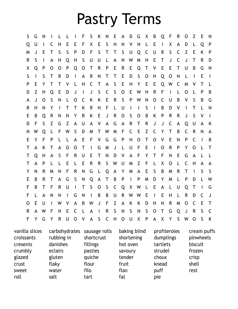 Pastry Terms Word Search