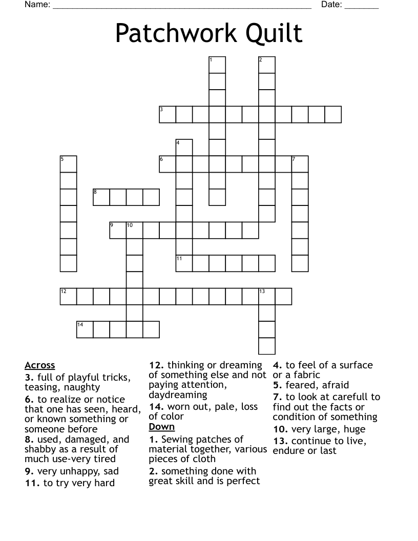 Patchwork Quilt Crossword